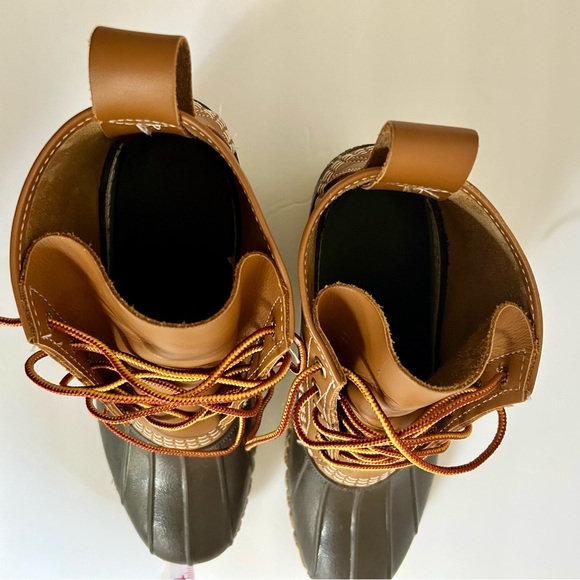 LL Bean Brown Leather Unisex Unlined Ankle Duck Boots Size 7N Men and 9N Women - Picture 6 of 11